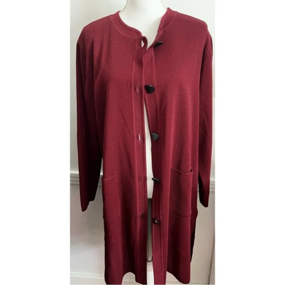 Exclusively Misook • Wine Burgundy Longer Length Cardigan - Picture 1 of 4
